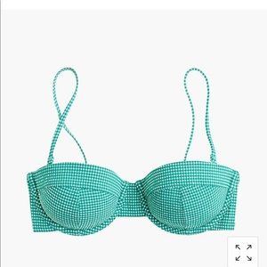 J Crew Green Gingham Underwire Bikini Top